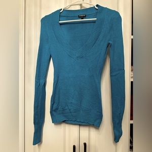 Like New! Express Teal XS V Neck Sweater